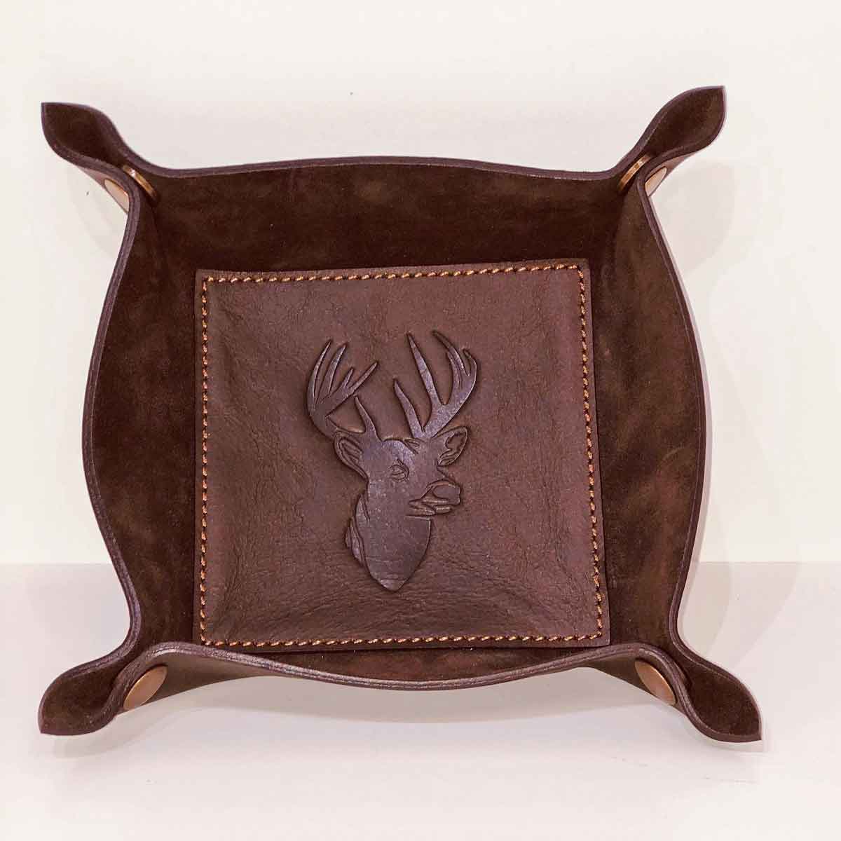 DEER LEATHER EMBOSSED VALET TRAY